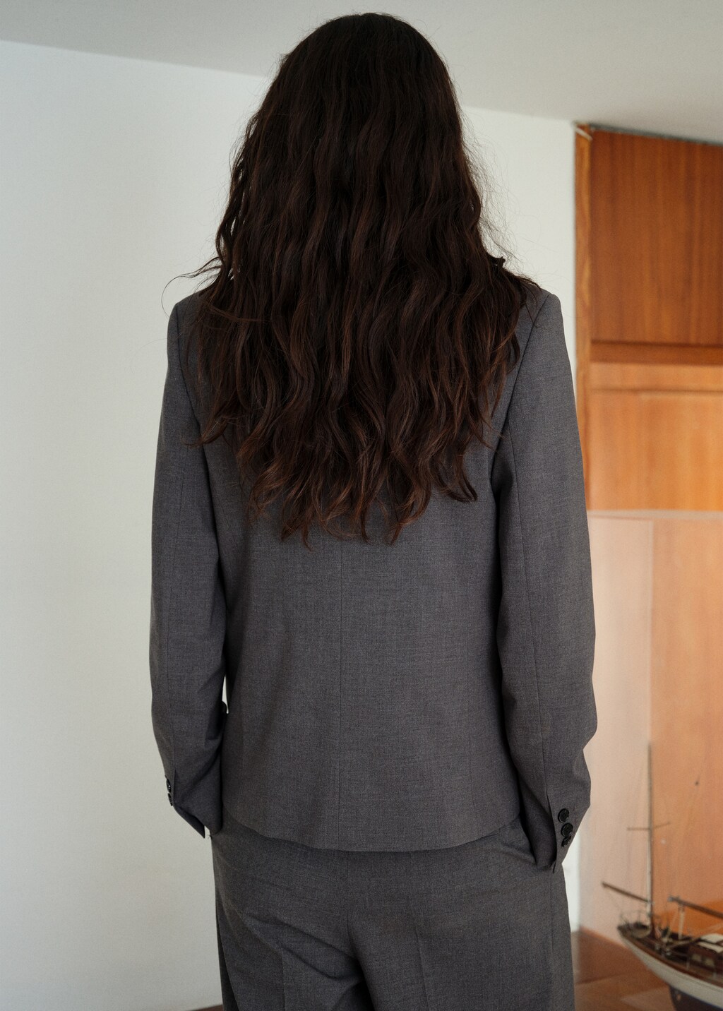 Straight button suit blazer - Grey