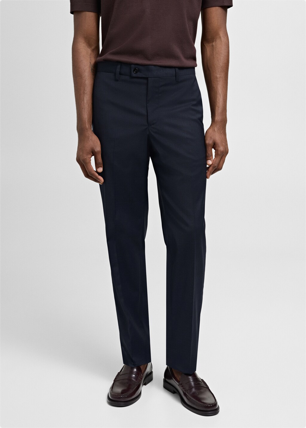 Stretch-fabric slim-fit suit trousers - Dark Navy