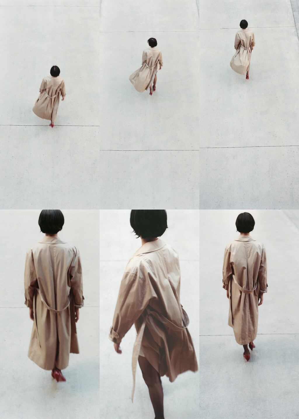 Cotton trench coat with shirt collar - Beige