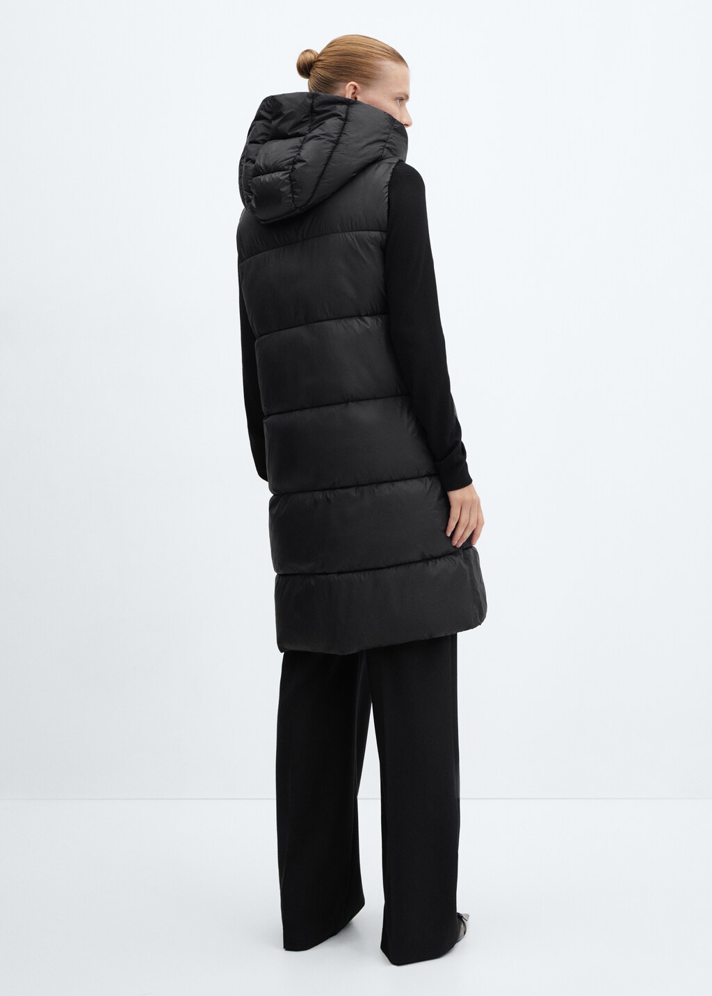 Long quilted gilet - Medium Brown