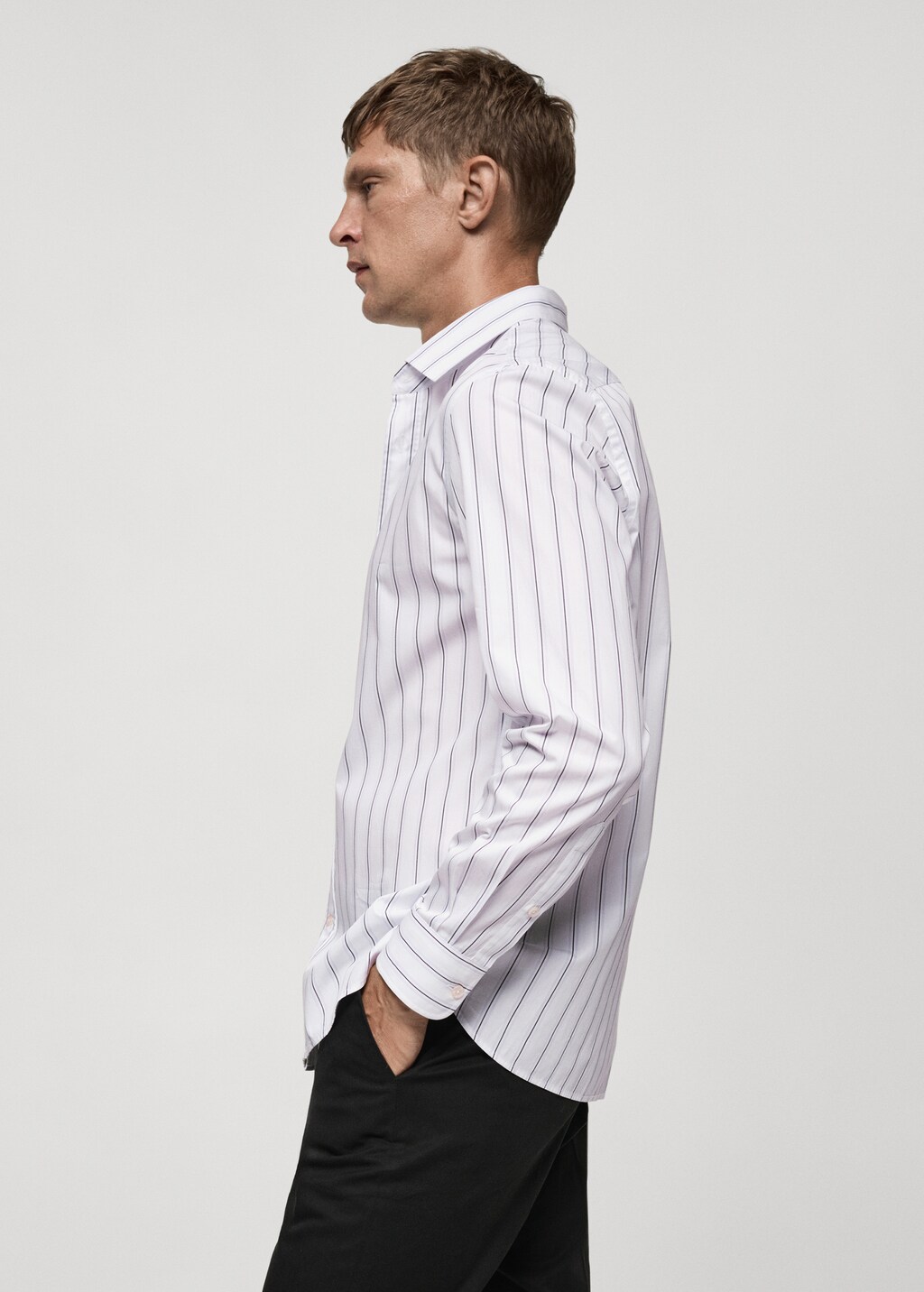 Regular-fit striped cotton shirt - Sky Blue
