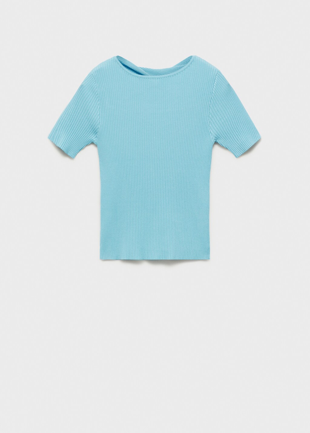 Ribbed sweater with back opening - Turquoise