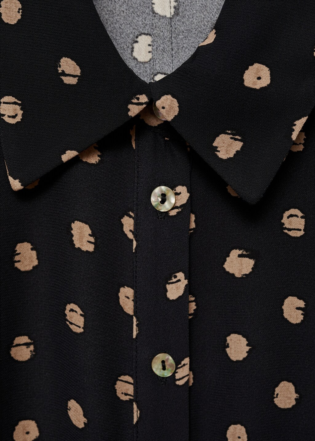 Polka-dot shirt dress with knot detail - Black