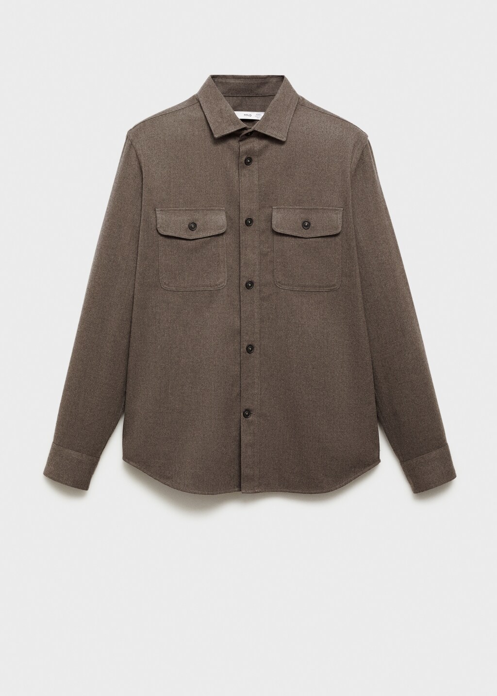 Regular-fit flannel overshirt with pockets - Dark Heather Grey