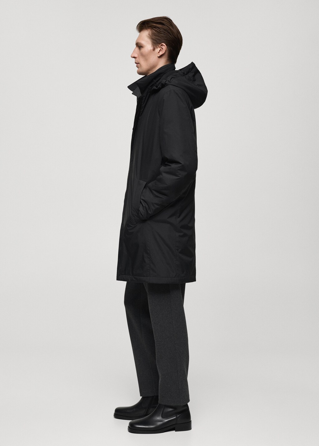Water-repellent quilted parka - Black