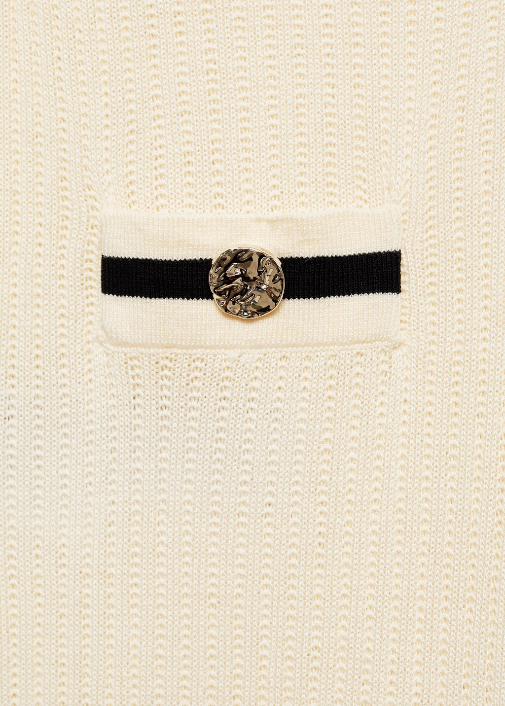 Knitted gilet with contrasting pockets - Ecru