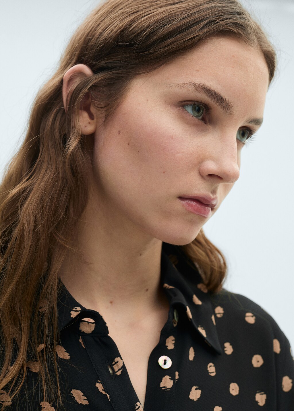 Polka-dot shirt dress with knot detail - Black