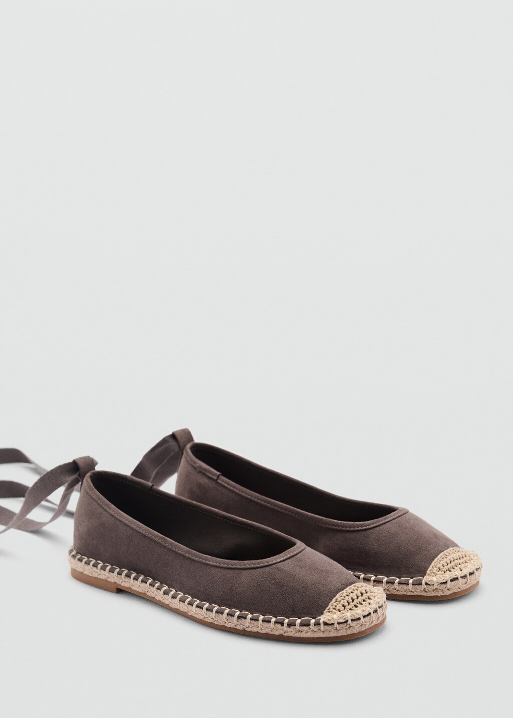 Lace-up cotton espadrilles - Charcoal
