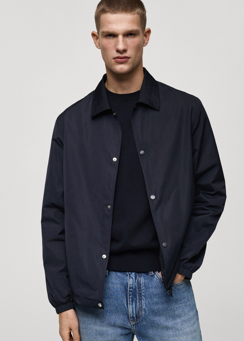 Regular-fit technical fabric jacket - Dark Navy