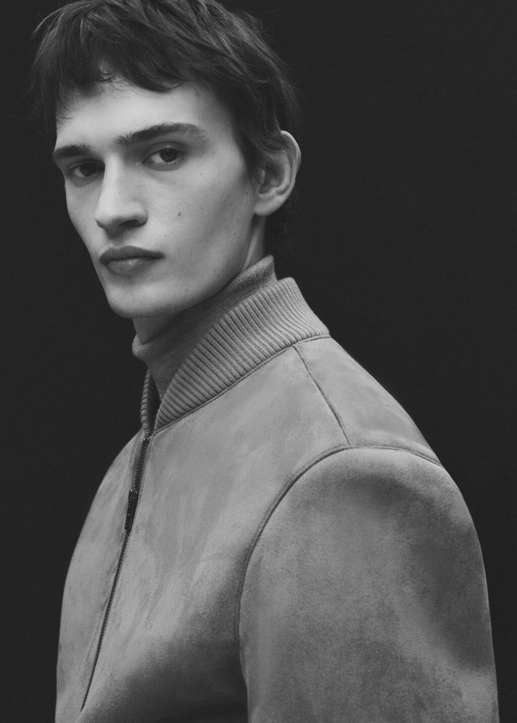 Suede-effect bomber jacket - Medium Brown