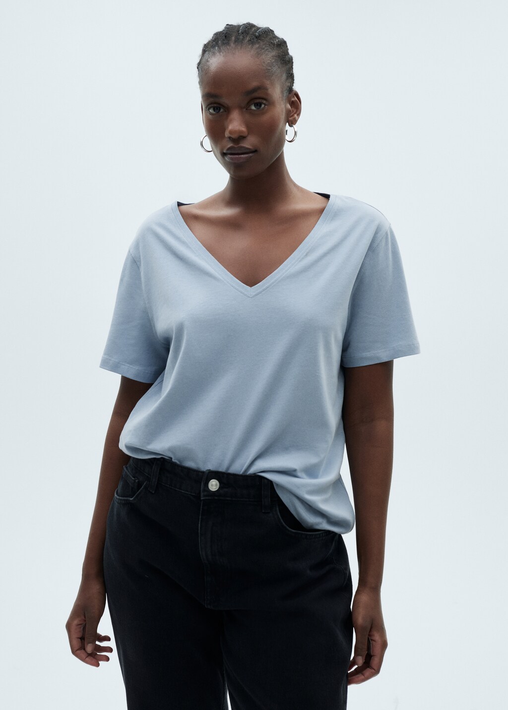 V-neck cotton T-shirt - White