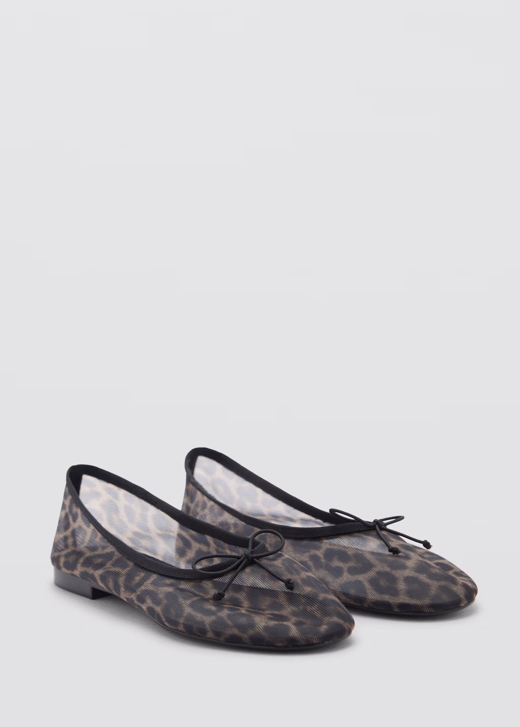 Animal-print mesh ballerina flats - White