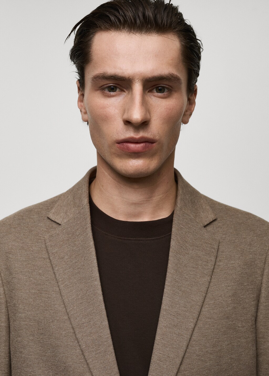 Slim fit cotton blazer - Medium Brown