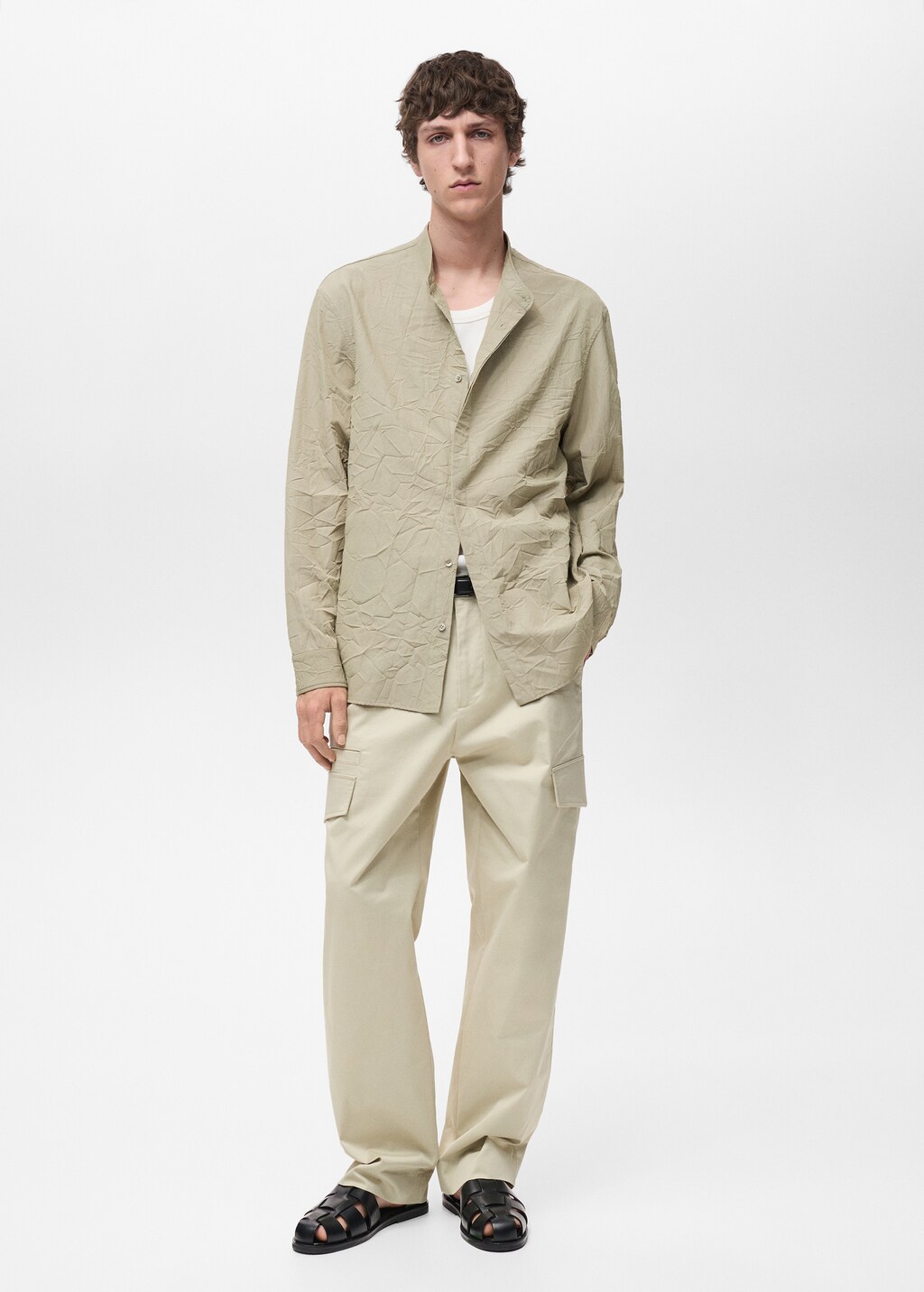 Crew-neck shirt with creased effect - Pastel Green