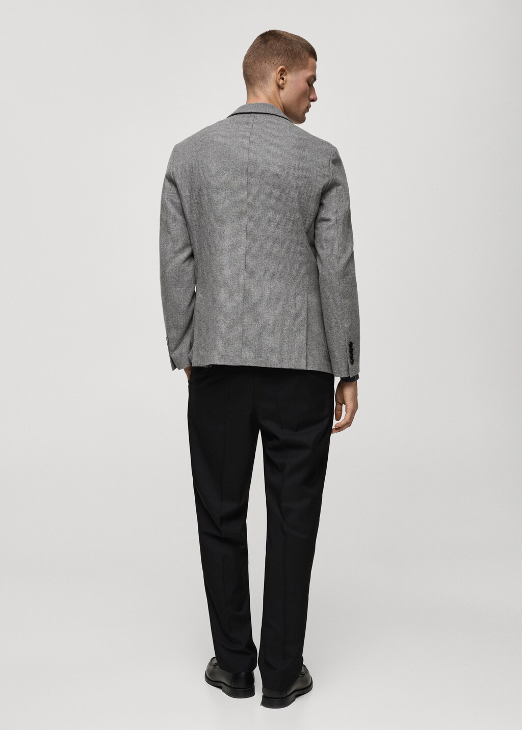 Slim-fit micro-houndstooth wool jacket - Grey