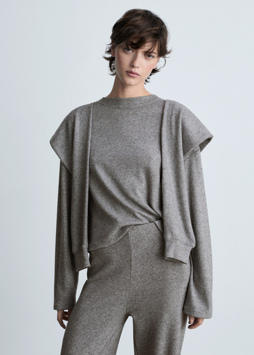 Sweatshirt with decorative sleeve - Grey