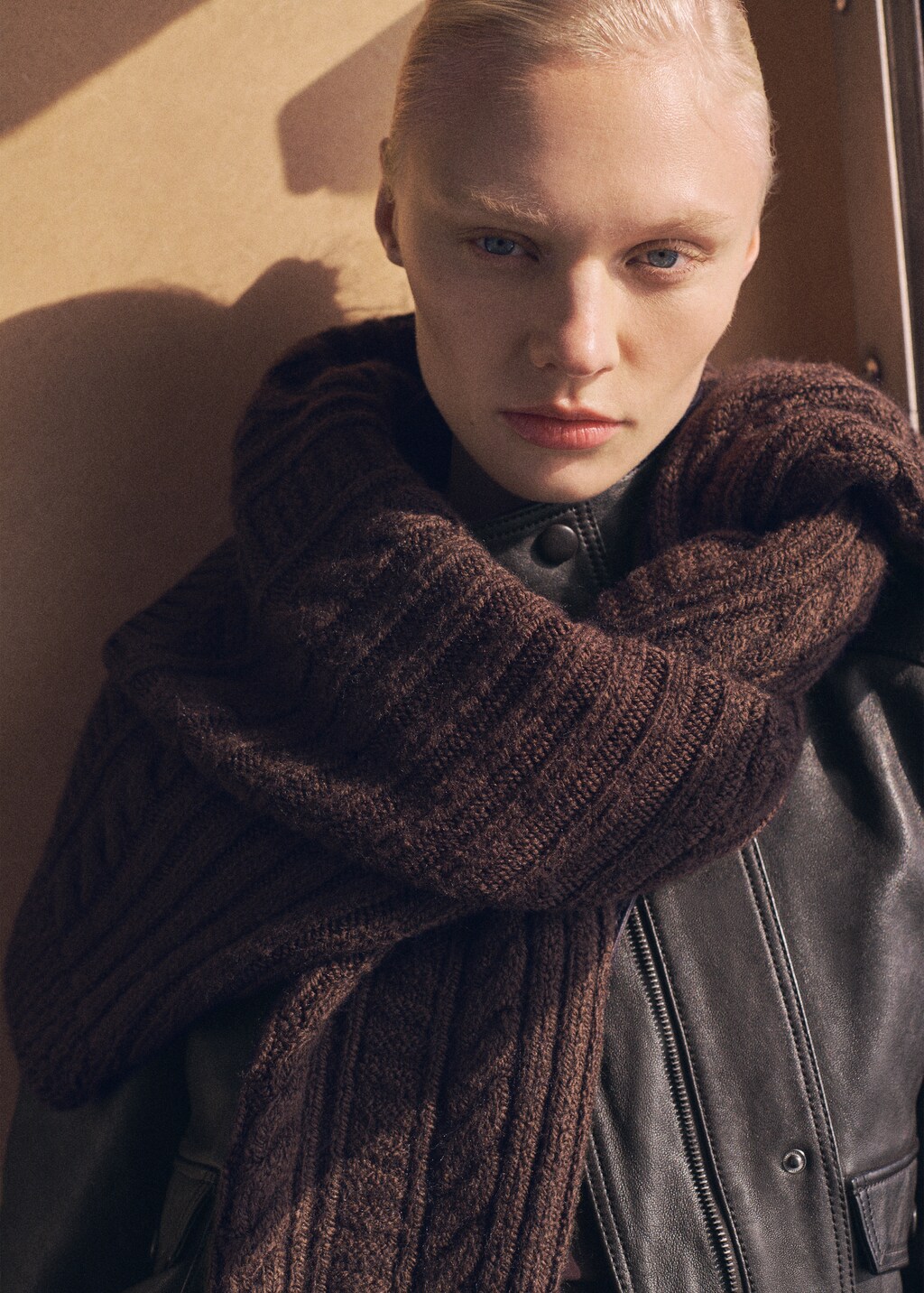 Pockets leather jacket - Brown