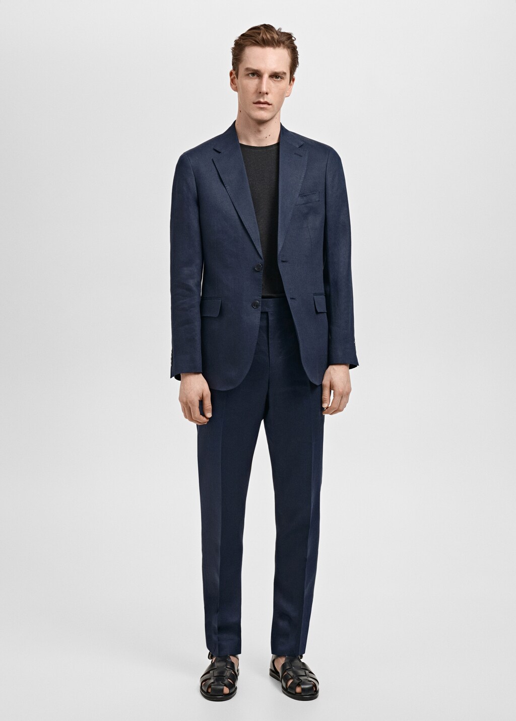 Slim fit 100% linen suit pants - Khaki