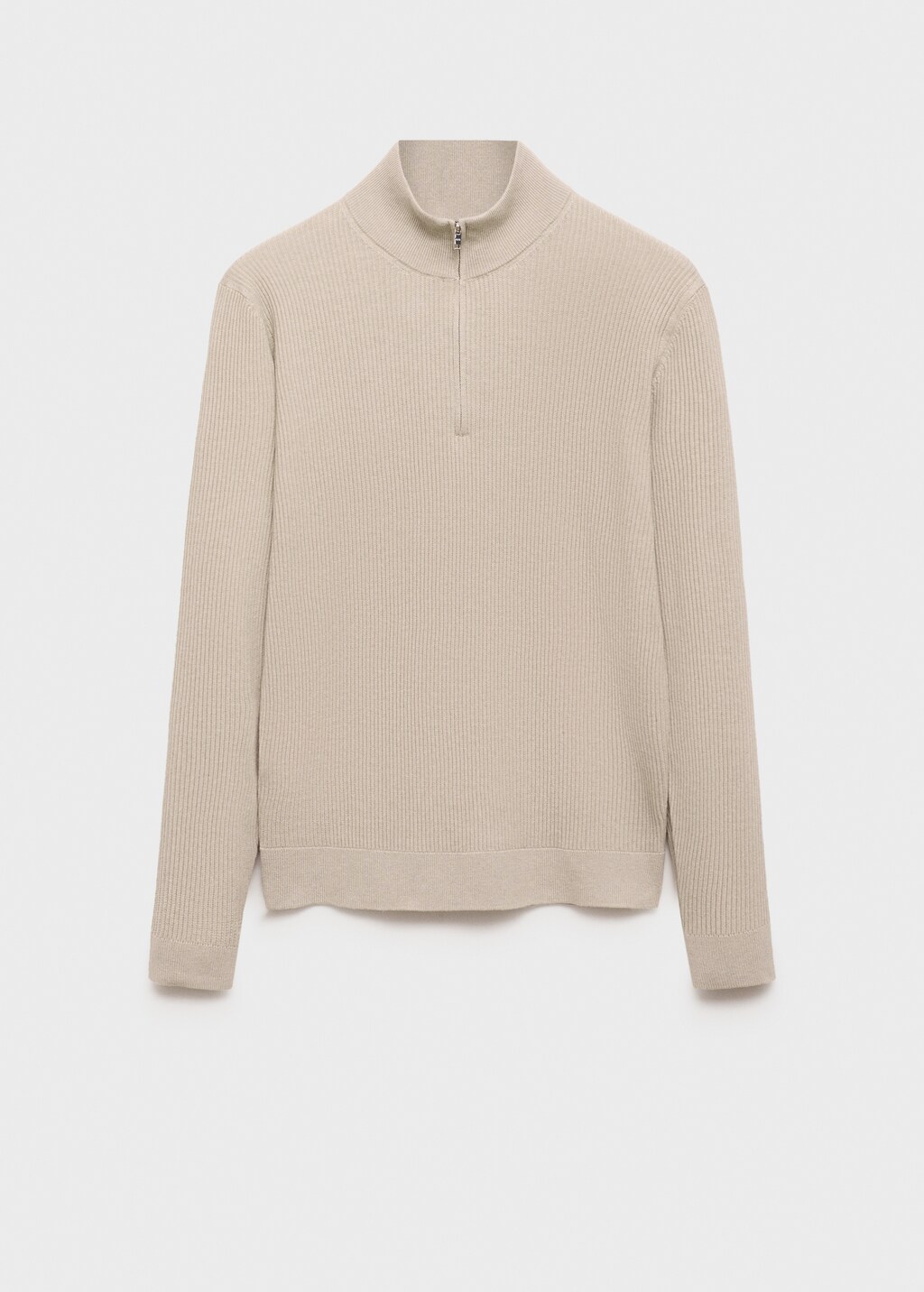 Ribbed sweater with zip neck - Chocolate