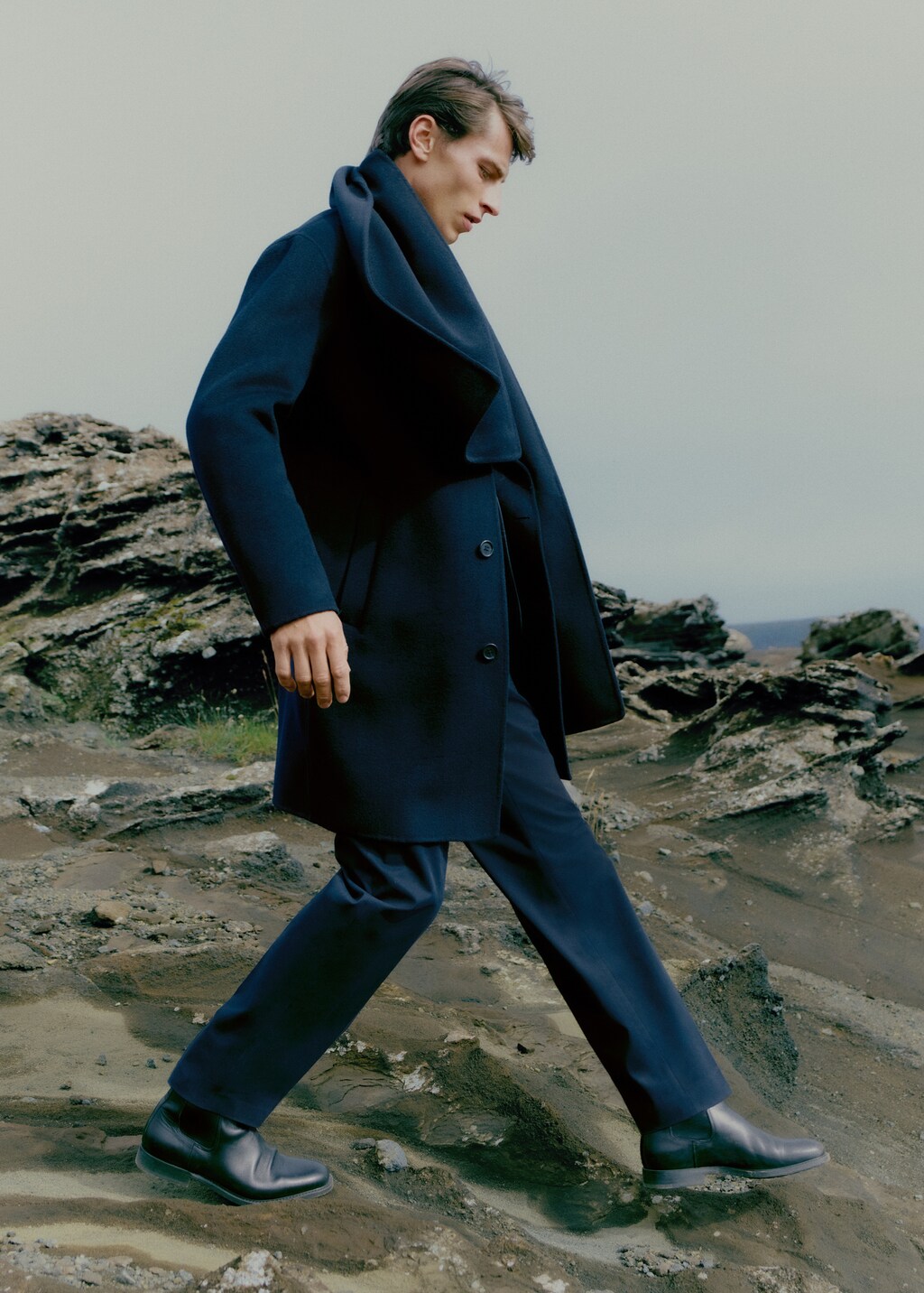 Cotton twill pleated trousers - Ecru