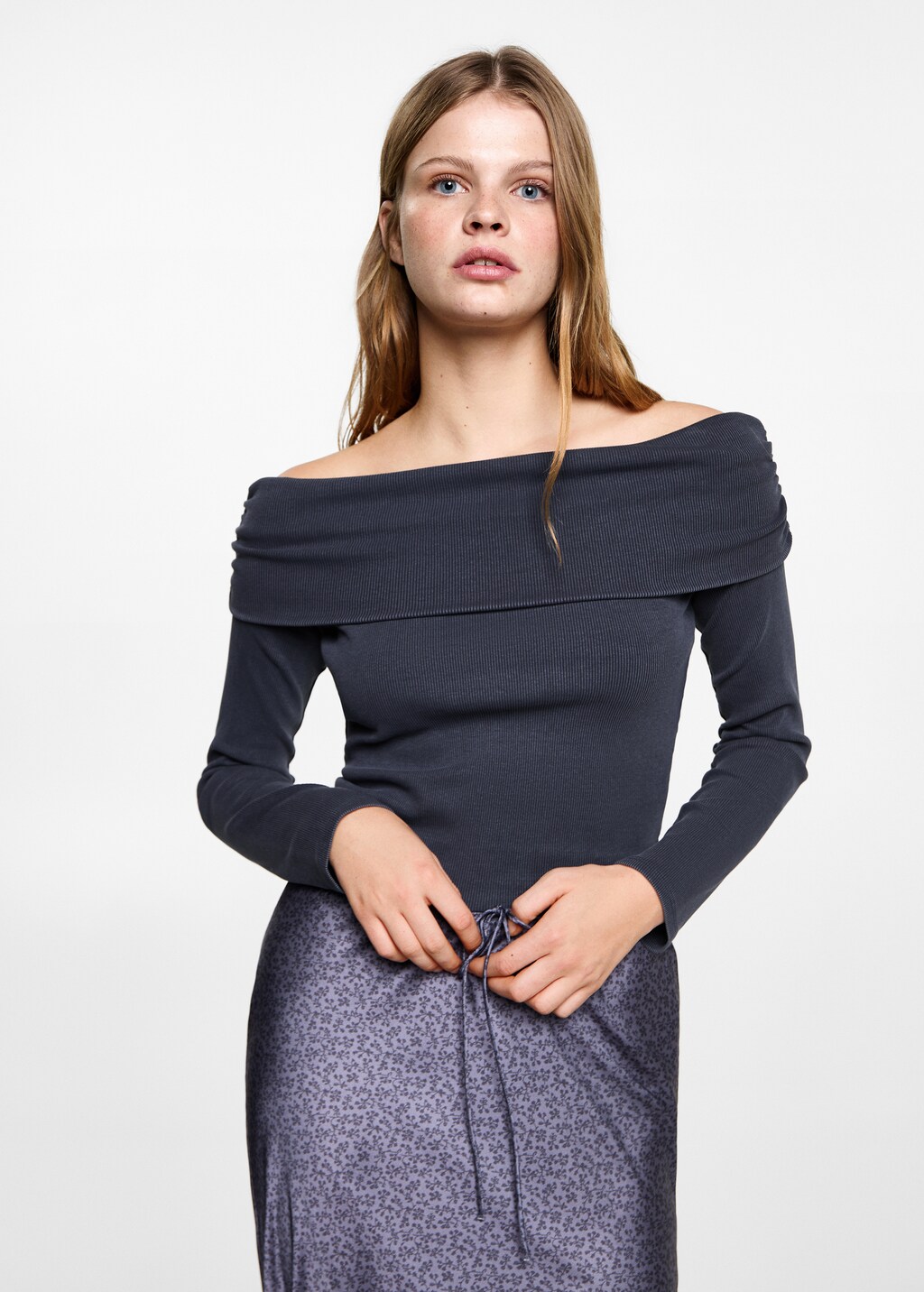 Off-shoulder T-shirt - Dark Navy