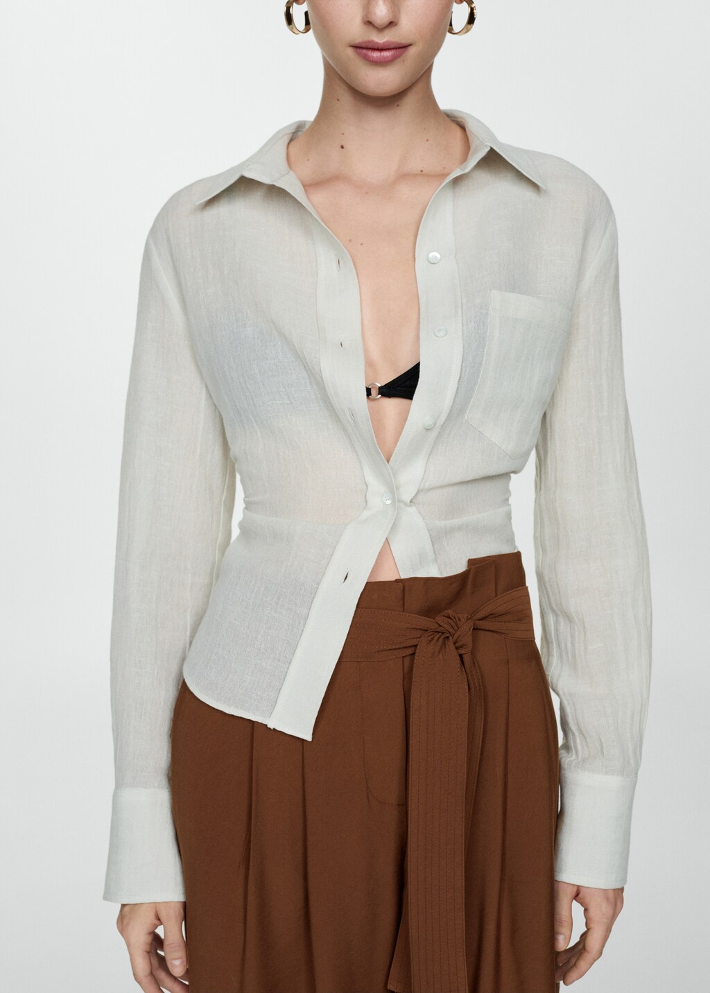 Belt straight-fit trousers - Tobacco Brown