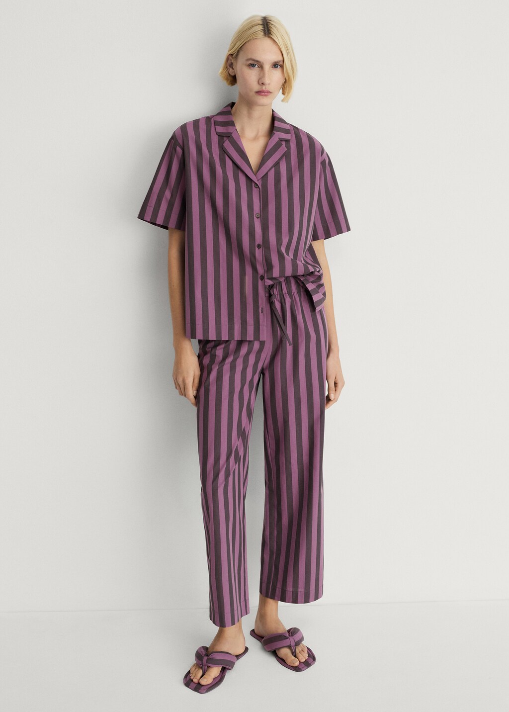 Woven two-tone striped t-shirt - Brown