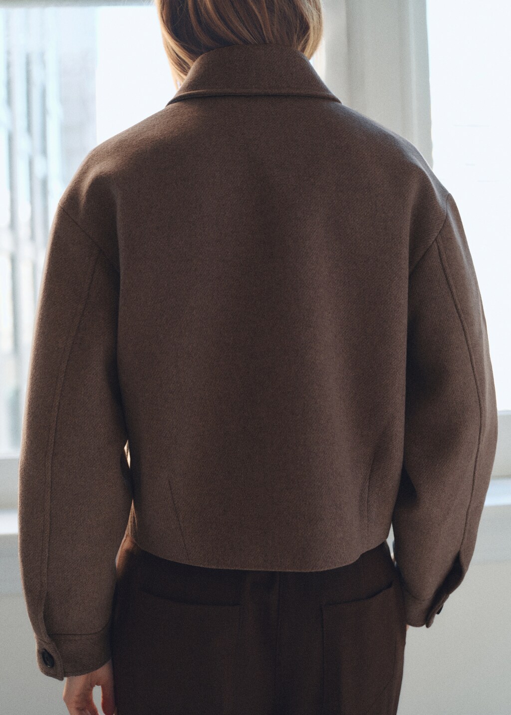 Wool jacket with pockets - Medium Brown