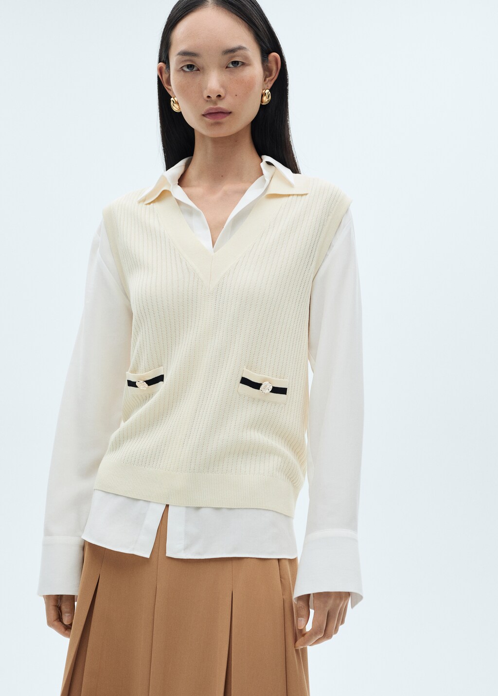 Godet midi skirt - Medium Brown