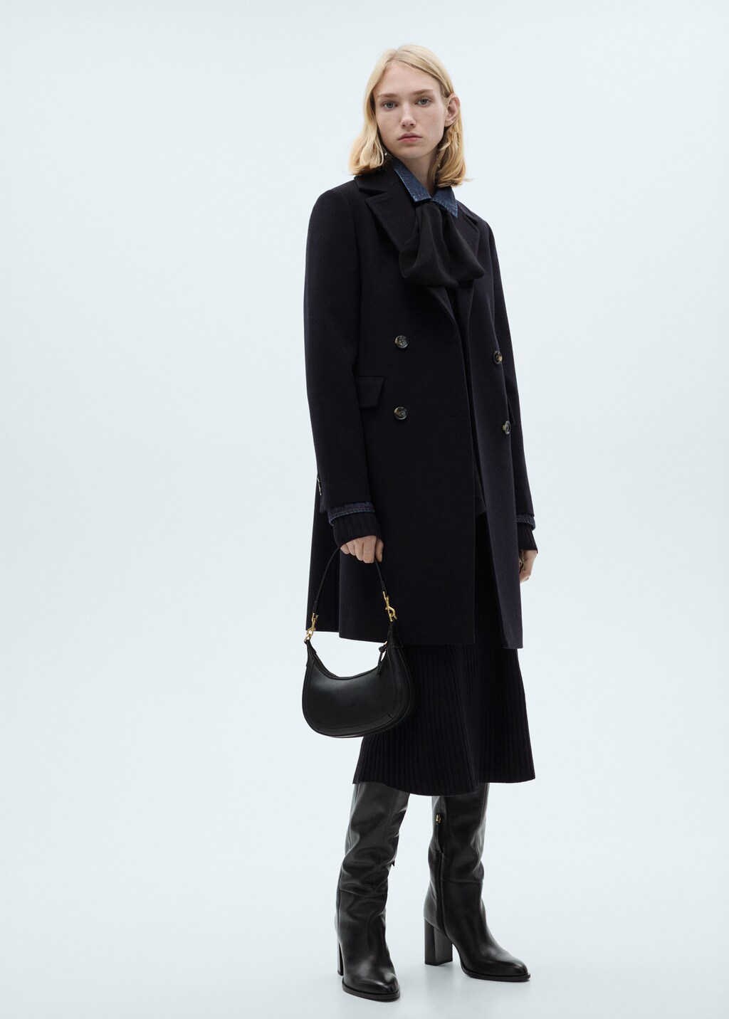 Double-breasted wool coat - Dark Navy