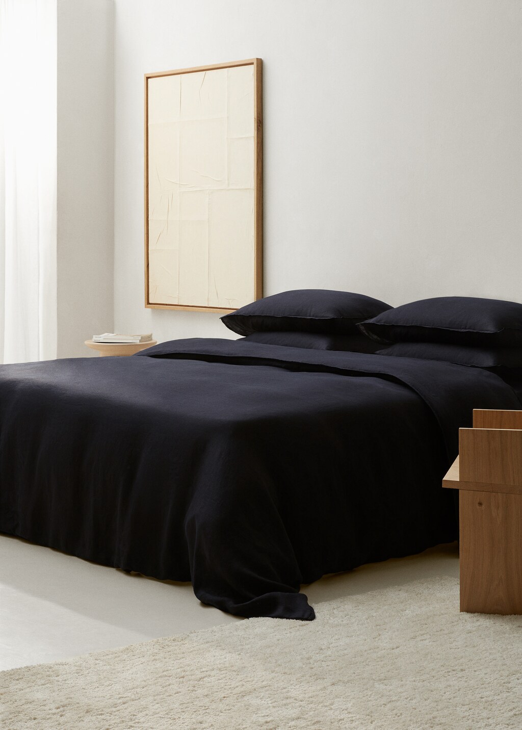 100% linen duvet cover for king bed - Dark Navy