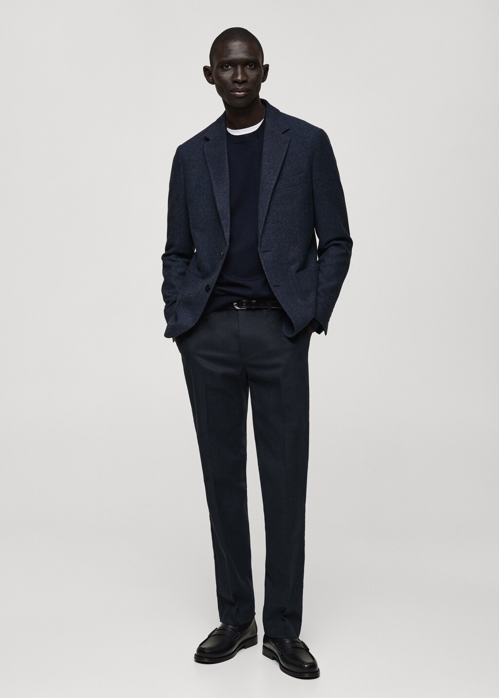 Slim fit wool blend blazer - Khaki