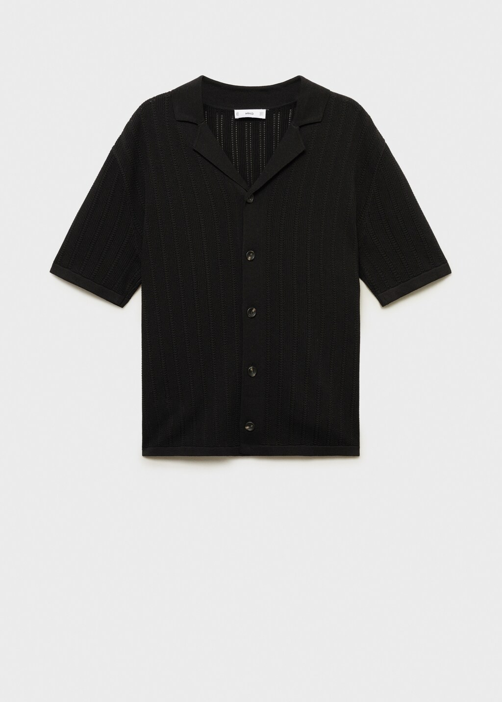 Knitted shirt with pointelle detail - Black