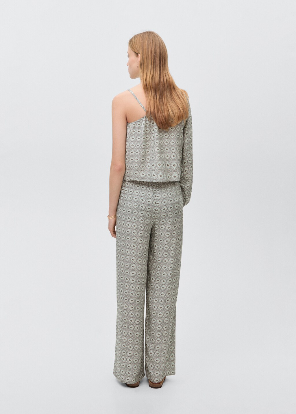 Flowy printed trousers - Light/Pastel Grey