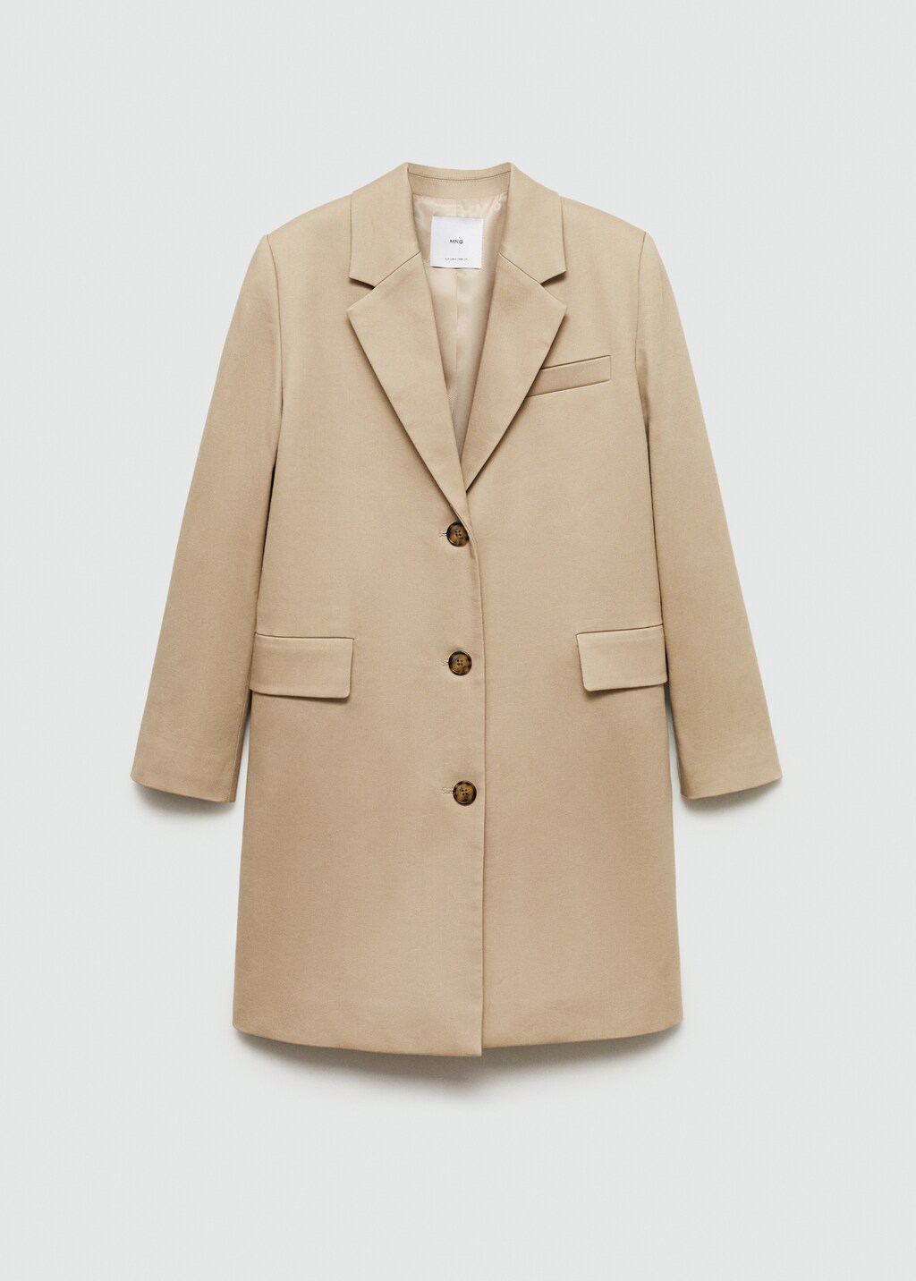 Straight cotton midi coat - Beige