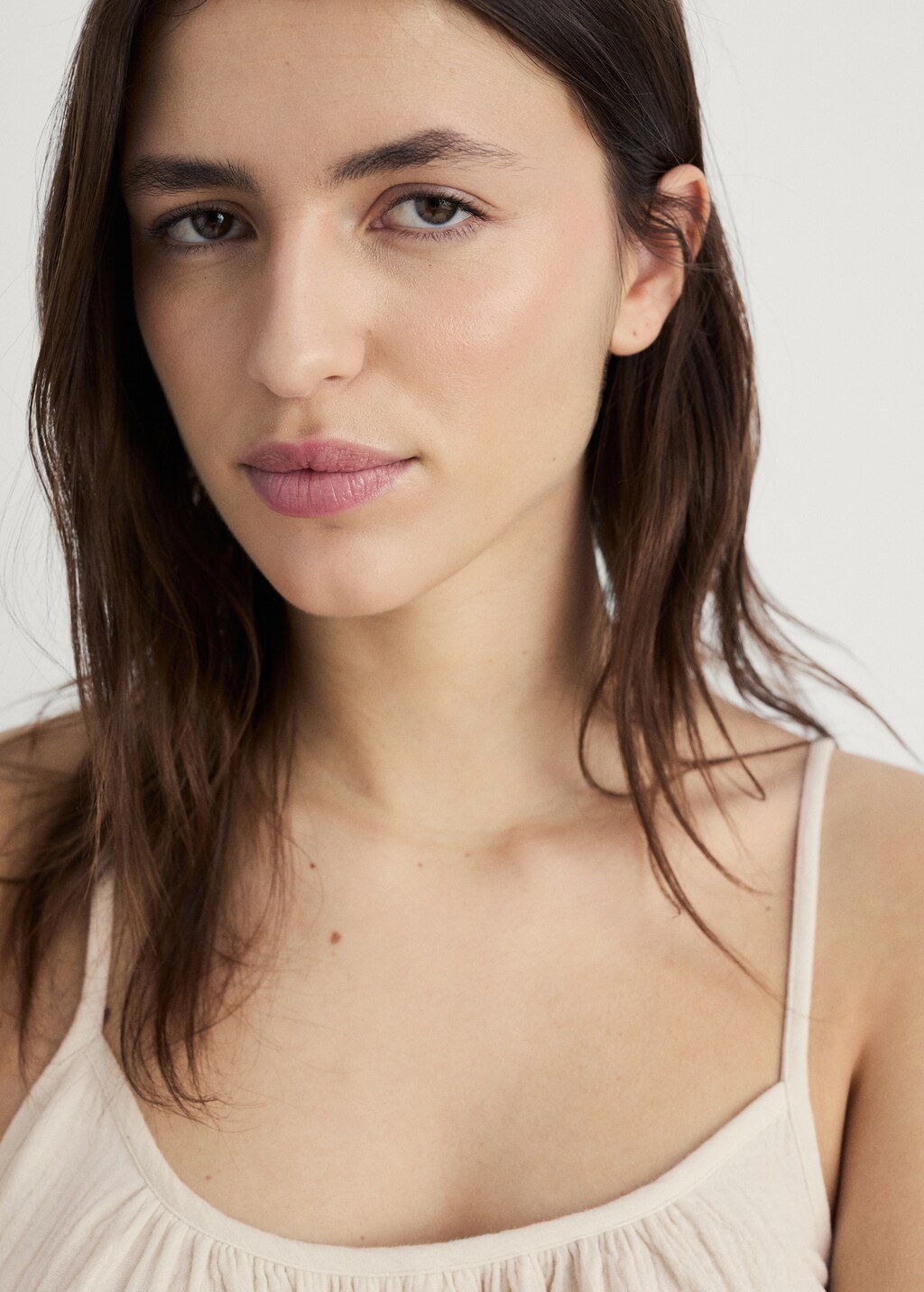 Plain cotton shirt - Beige