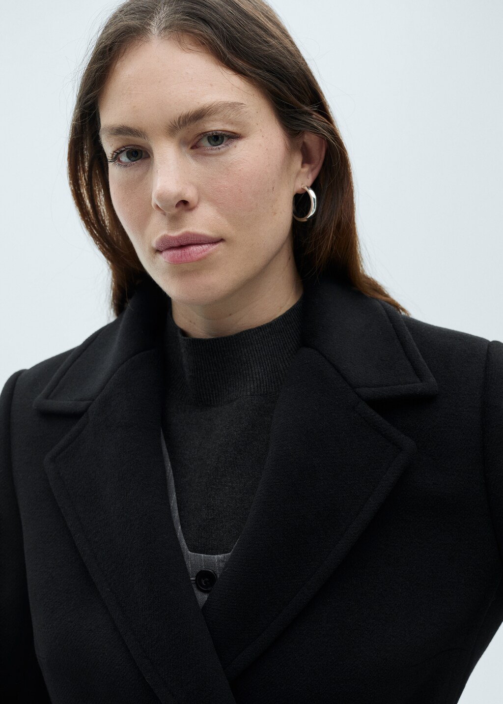 Double-breasted wool midi coat - Grey