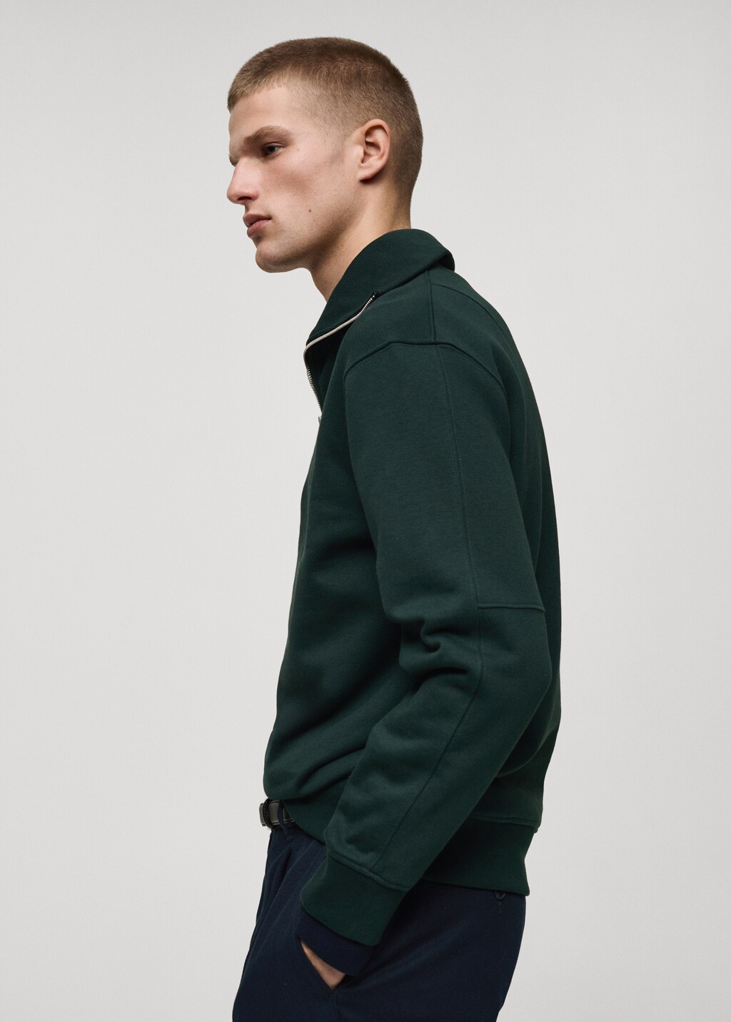 Regular-fit zip-neck sweatshirt - Green