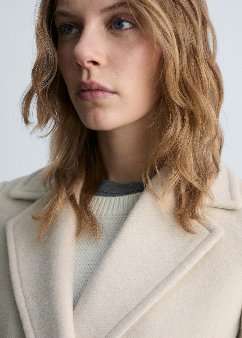 Double-breasted midi wool coat - Black