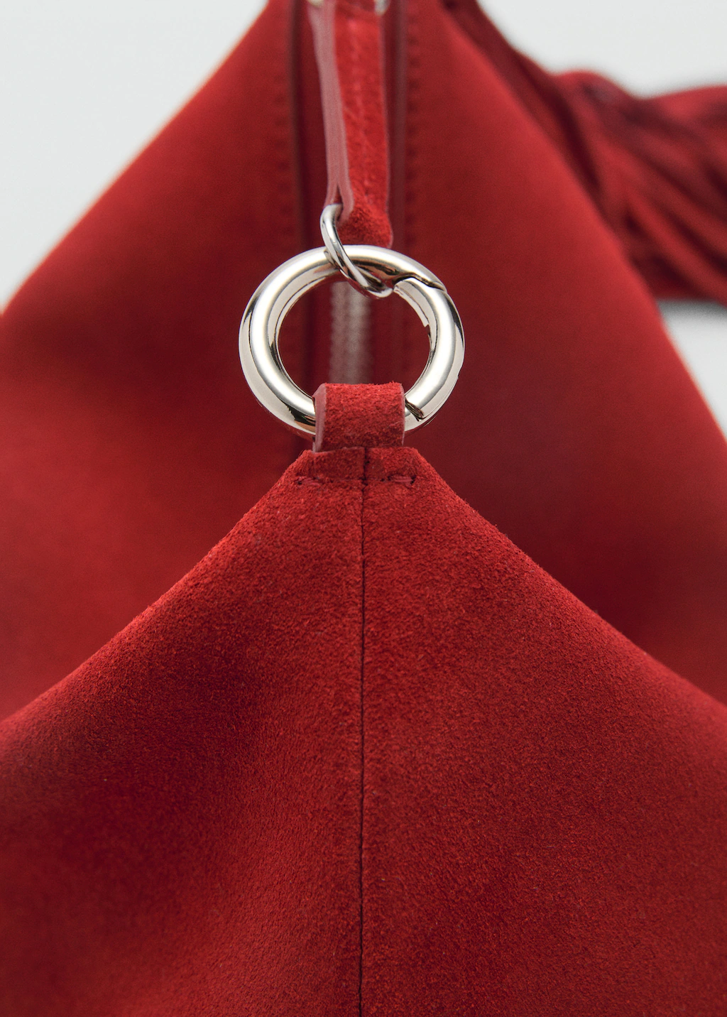 Leather handbag with fringes - Red