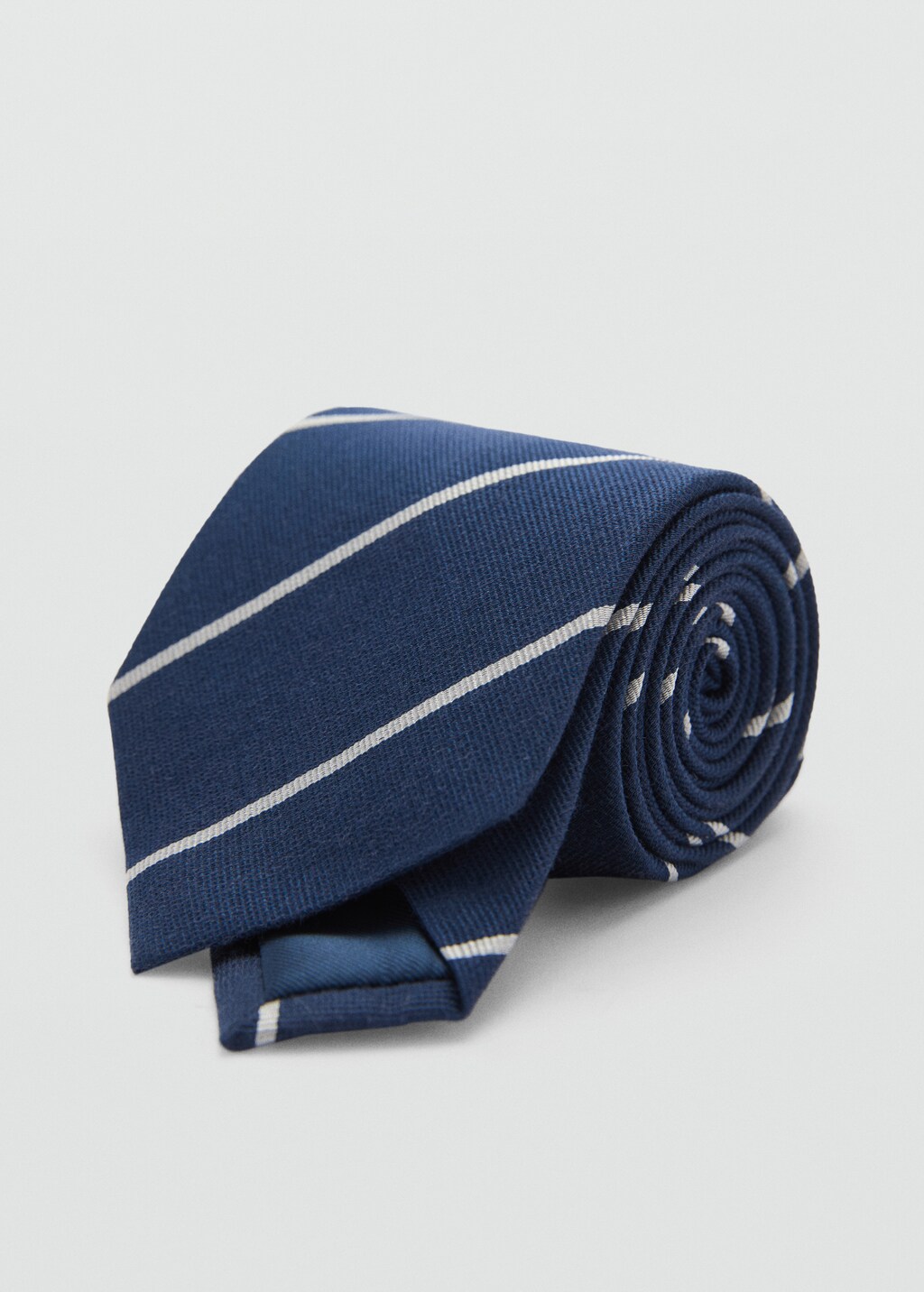 Striped silk cotton tie - Dark Navy