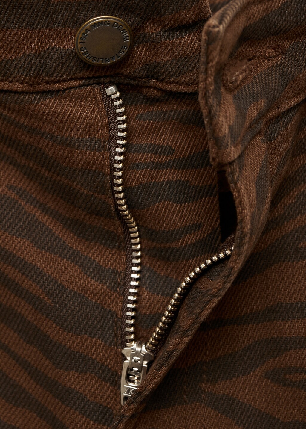 Zebra-print straight-fit jeans - Chocolate