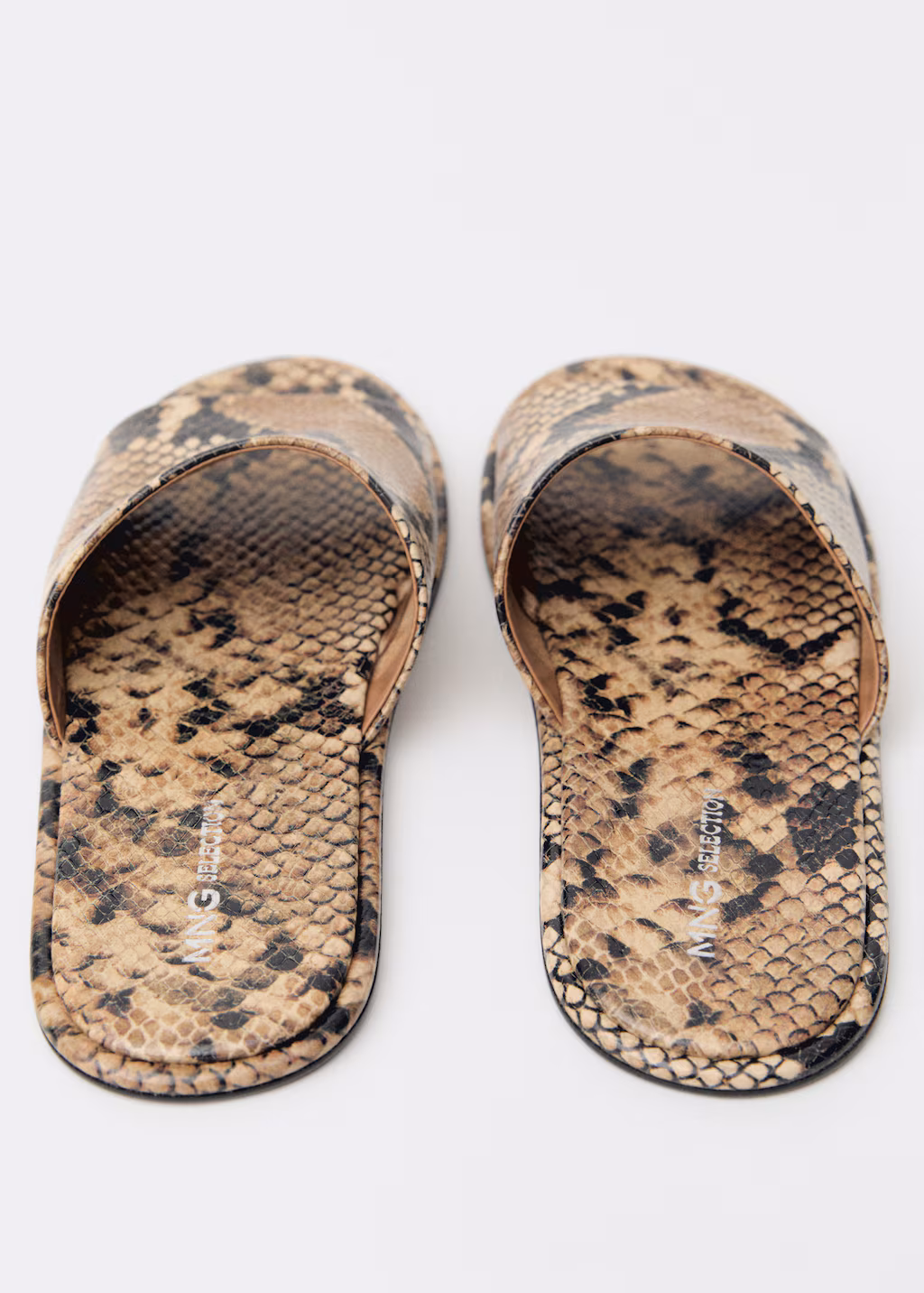 Animal-print leather sandals - Beige