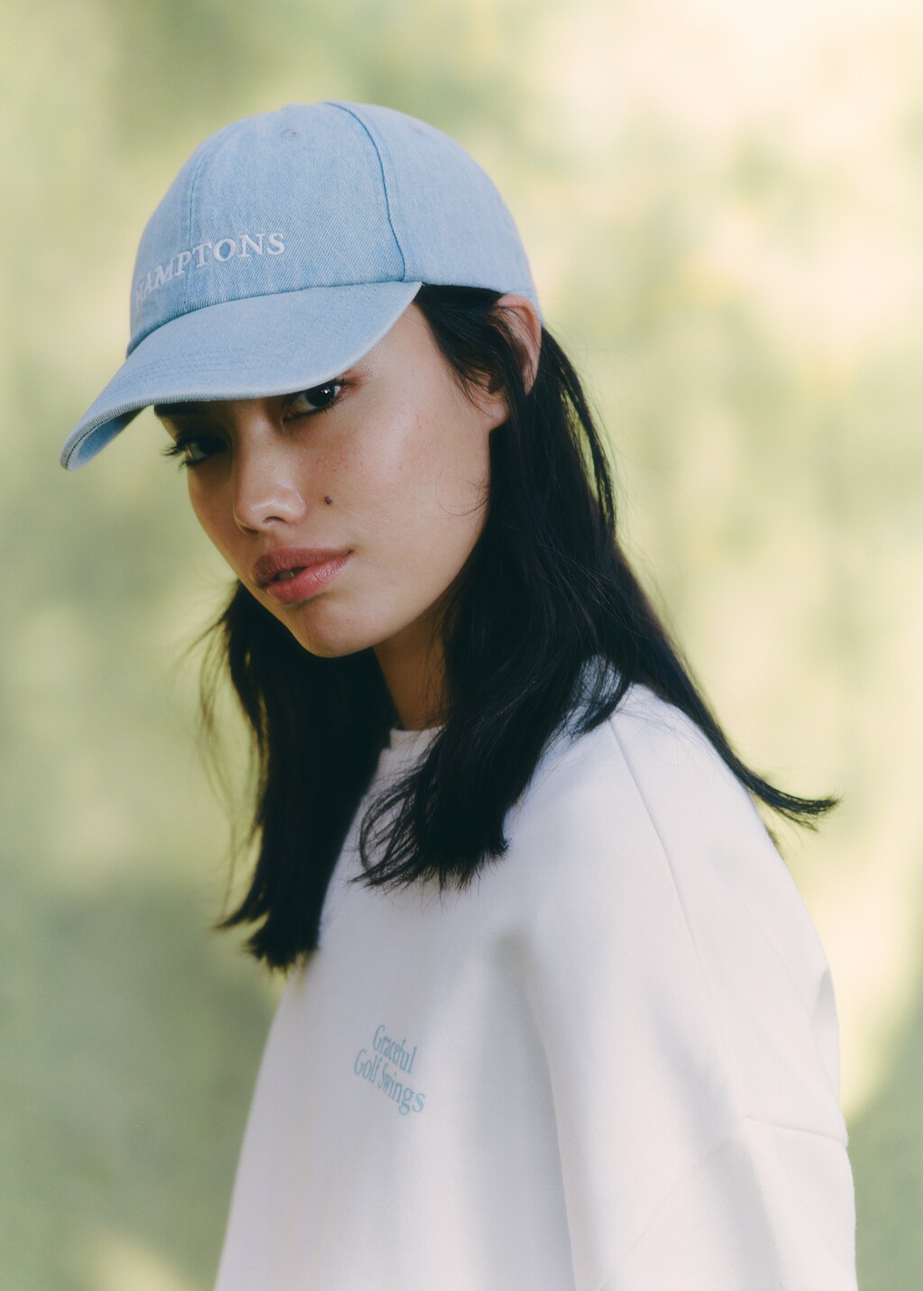 Denim cap with message - Light Blue