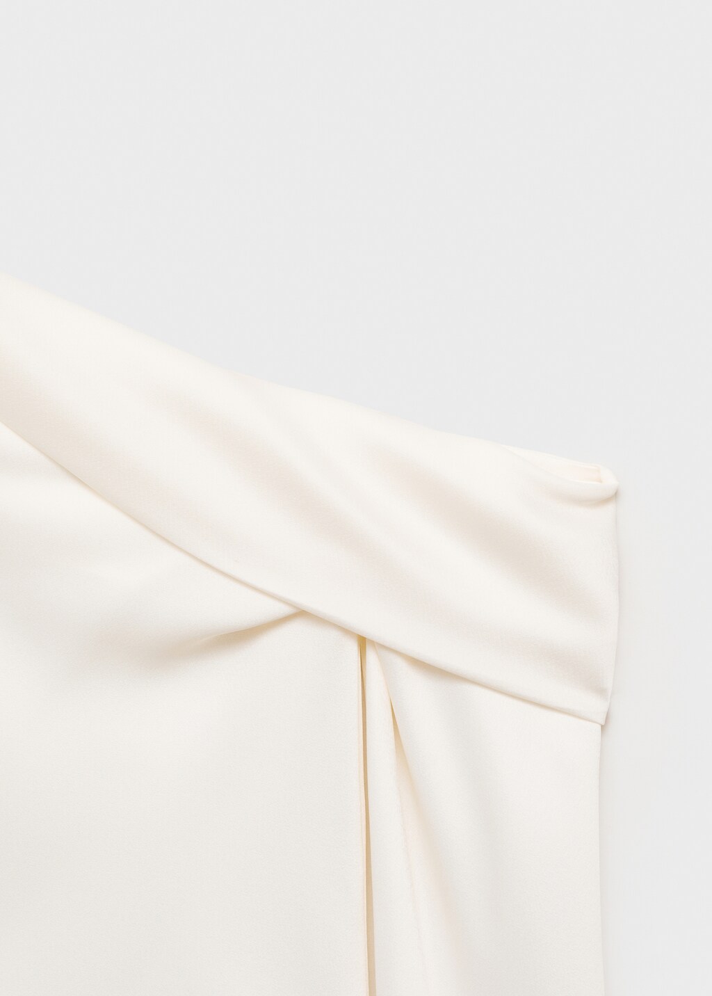 Satin blouse with draped neck - Off White