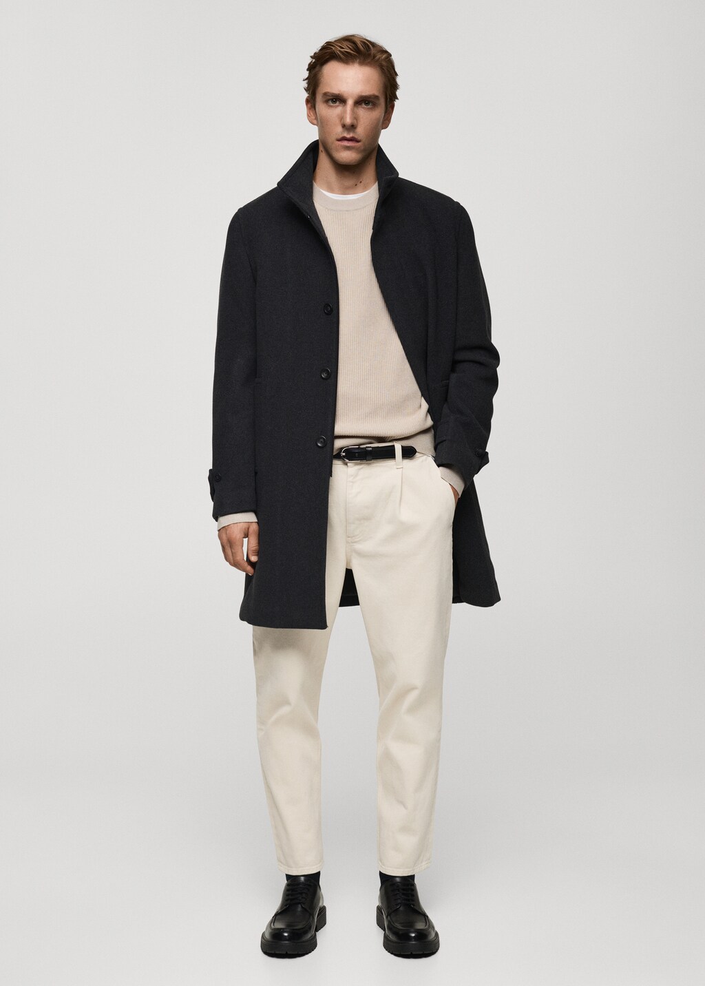 Ribbed cotton knitted sweater - Burgundy