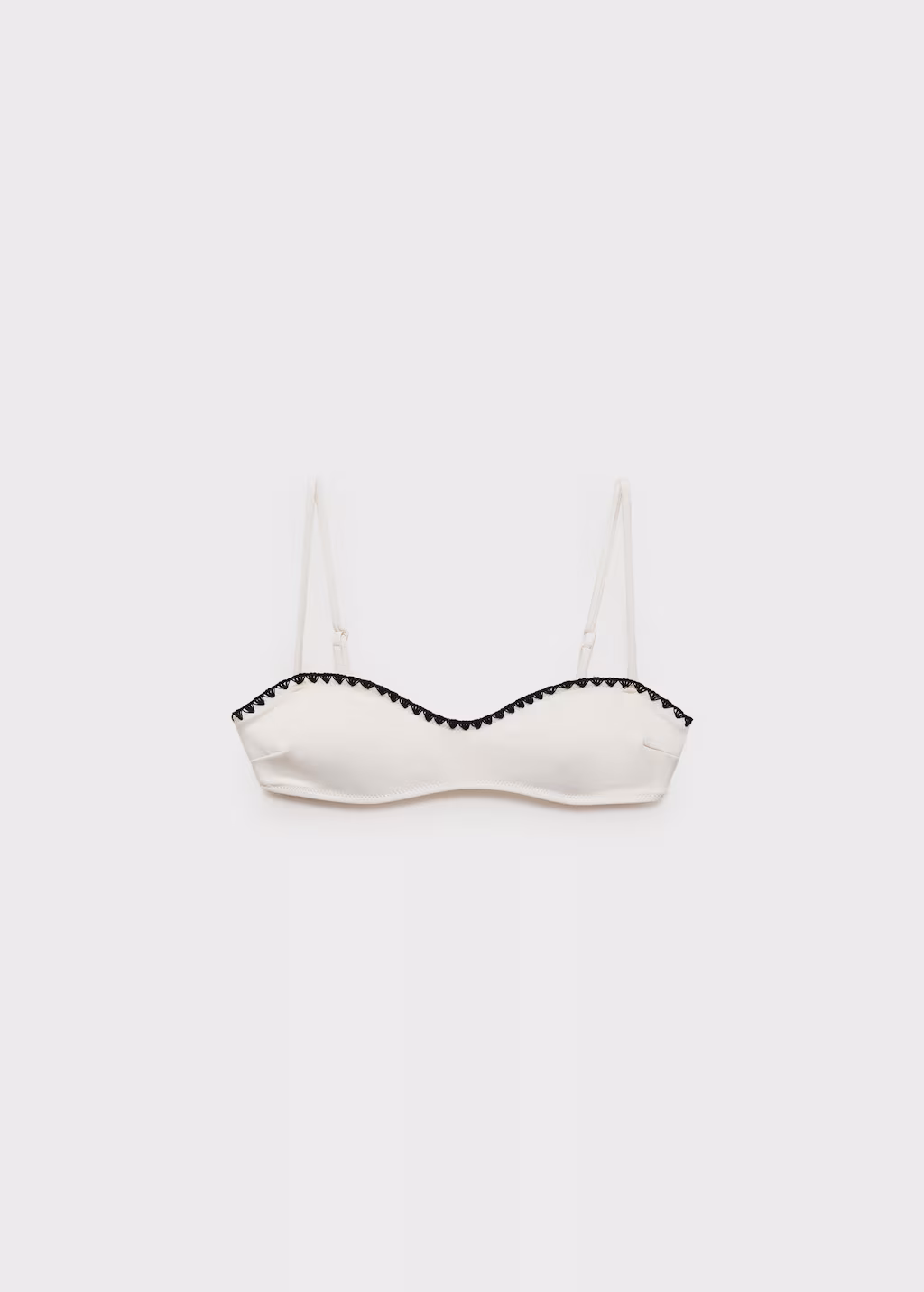 Bandeau bikini top with contrasting trims - White