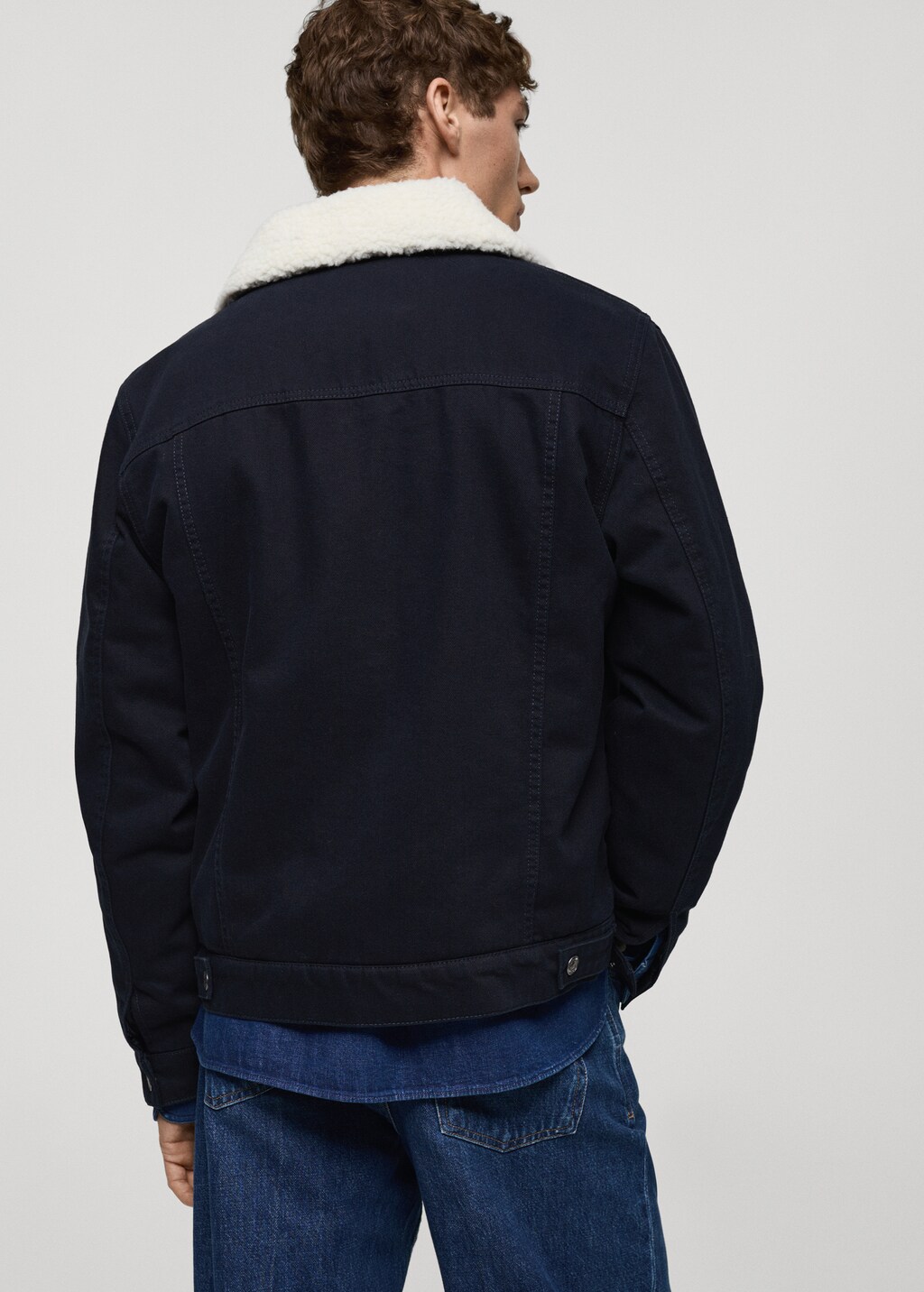 Denim jacket with fleece lining - Black denim