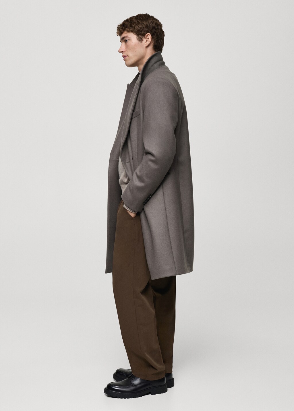 Regular-fit pleated flowy trousers - Grey