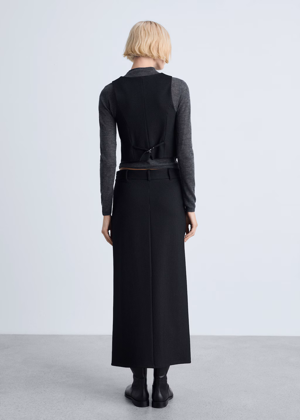 Pinstripe suit skirt - Black